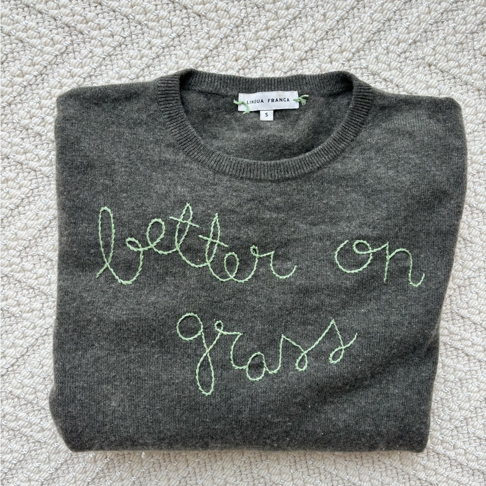 Lingua Franca embroidered cashmere sweater s